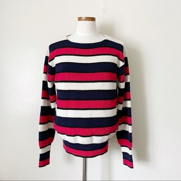 Tory Burch Striped 100% Baby Alpaca Pullover sweater size Small preowned - Picture 2 of 5